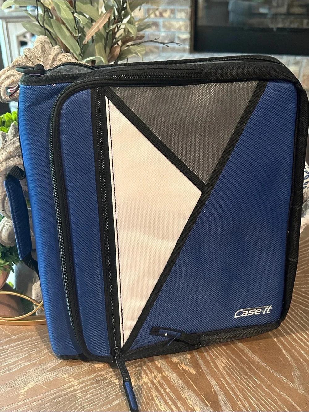 Case It Blue & White 3 Ring Organizer Bag & Laptop Case